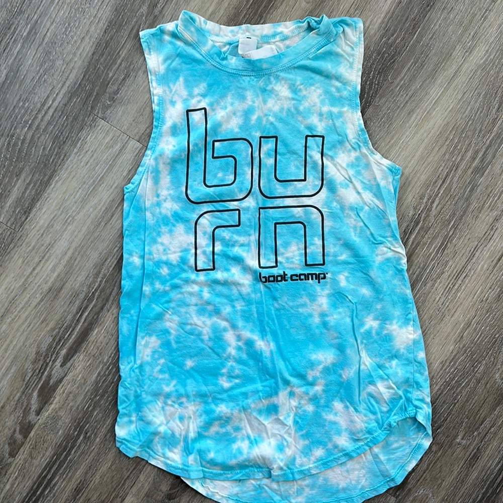 Burn Boot Camp tie dyed blue tank size small